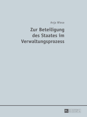 cover image of Zur Beteiligung des Staates im Verwaltungsprozess